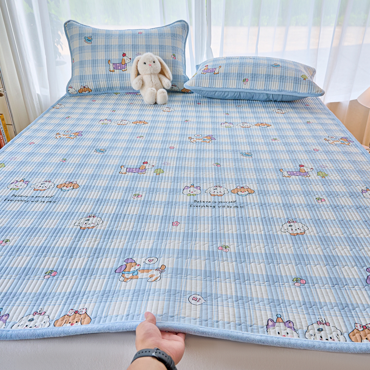 X猫先生 2025新款棉加绒床垫一面全棉一面牛奶绒床褥垫软床垫床盖四季通用 逗号日记（A棉B绒）