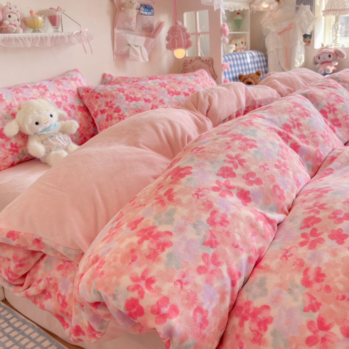 初念 2025新款加厚高克重保暖可爱系牛奶绒床品套件系列（小红书推荐）（提供买家秀） 玫瑰粉黛