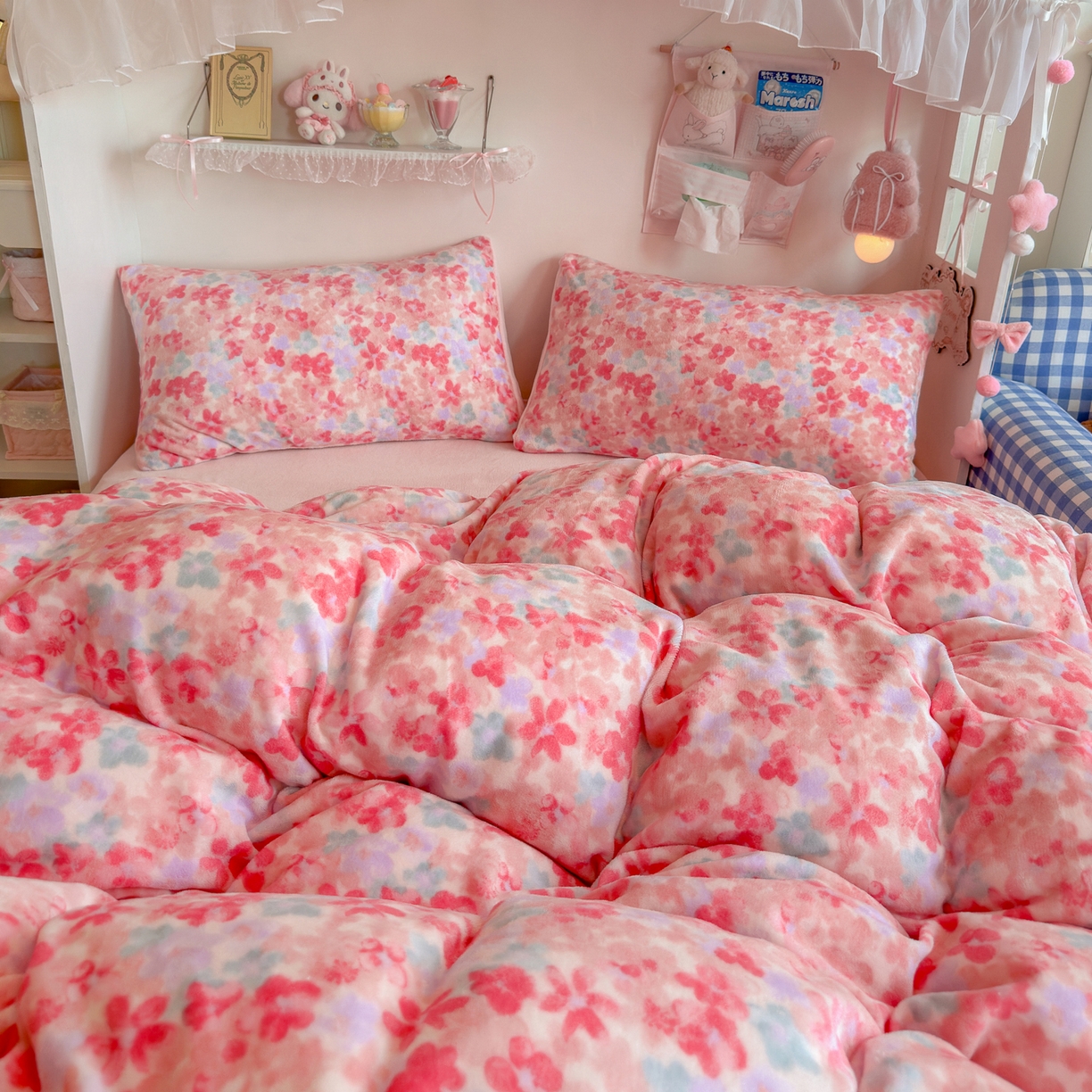 91家纺网 家纺一手货源 找家纺 初念 2025新款加厚高克重保暖可爱系牛奶绒床品套件系列（小红书推荐）（提供买家秀） 玫瑰粉黛