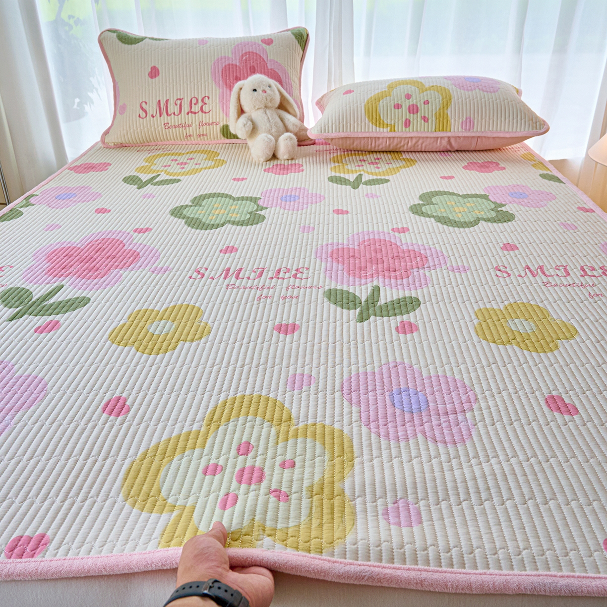 X猫先生 2025新款棉加绒床垫一面全棉一面牛奶绒床褥垫软床垫床盖四季通用 贝利花都（A棉B绒）