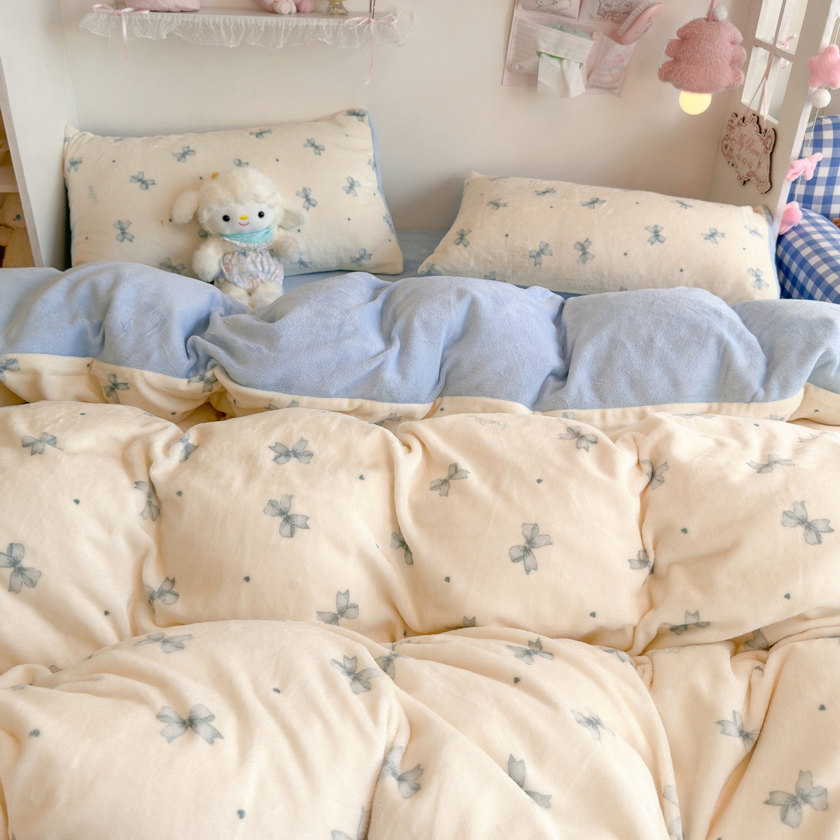 91家纺网 家纺一手货源 找家纺 初念 2025新款加厚高克重保暖可爱系牛奶绒床品套件系列（小红书推荐）（提供买家秀） 梦幻