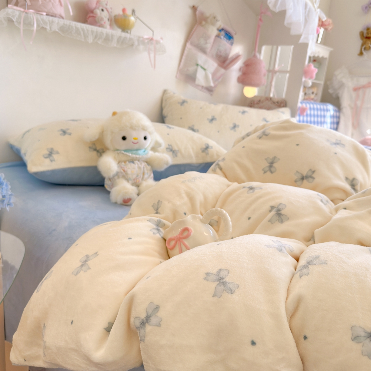 91家纺网 家纺一手货源 找家纺 初念 2025新款加厚高克重保暖可爱系牛奶绒床品套件系列（小红书推荐）（提供买家秀） 梦幻