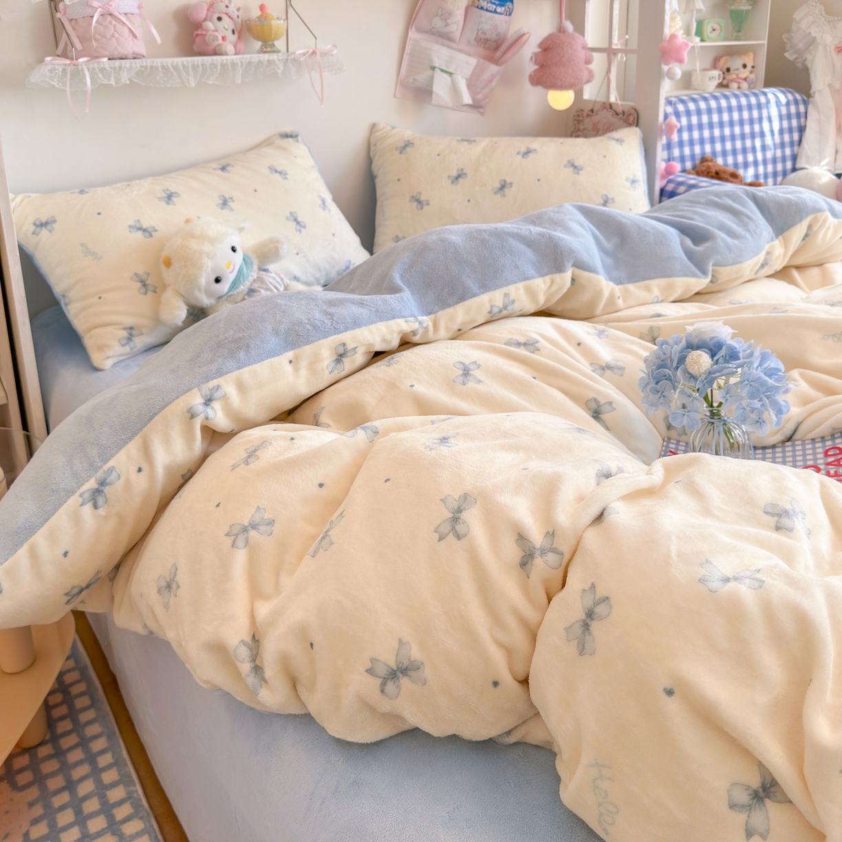 91家纺网 家纺一手货源 找家纺 初念 2025新款加厚高克重保暖可爱系牛奶绒床品套件系列（小红书推荐）（提供买家秀） 梦幻
