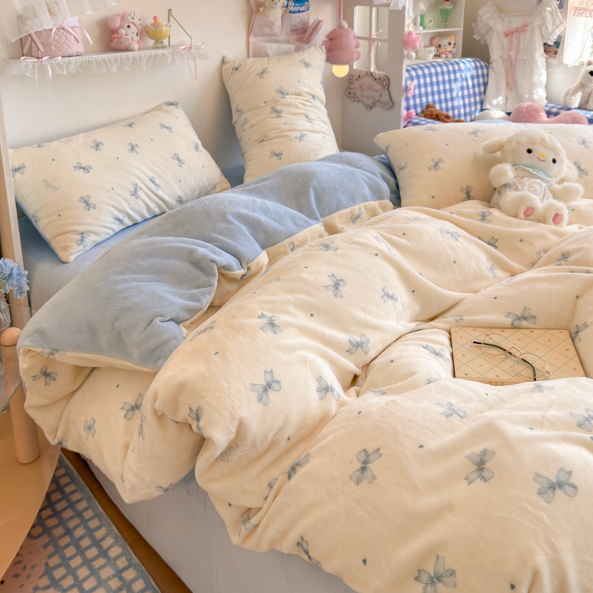 91家纺网 家纺一手货源 找家纺 初念 2025新款加厚高克重保暖可爱系牛奶绒床品套件系列（小红书推荐）（提供买家秀） 梦幻