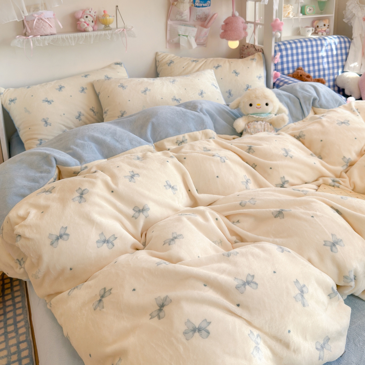 91家纺网 家纺一手货源 找家纺 初念 2025新款加厚高克重保暖可爱系牛奶绒床品套件系列（小红书推荐）（提供买家秀） 梦幻