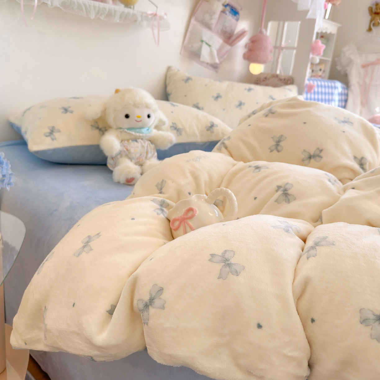 91家纺网 家纺一手货源 找家纺 初念 2025新款加厚高克重保暖可爱系牛奶绒床品套件系列（小红书推荐）（提供买家秀） 梦幻