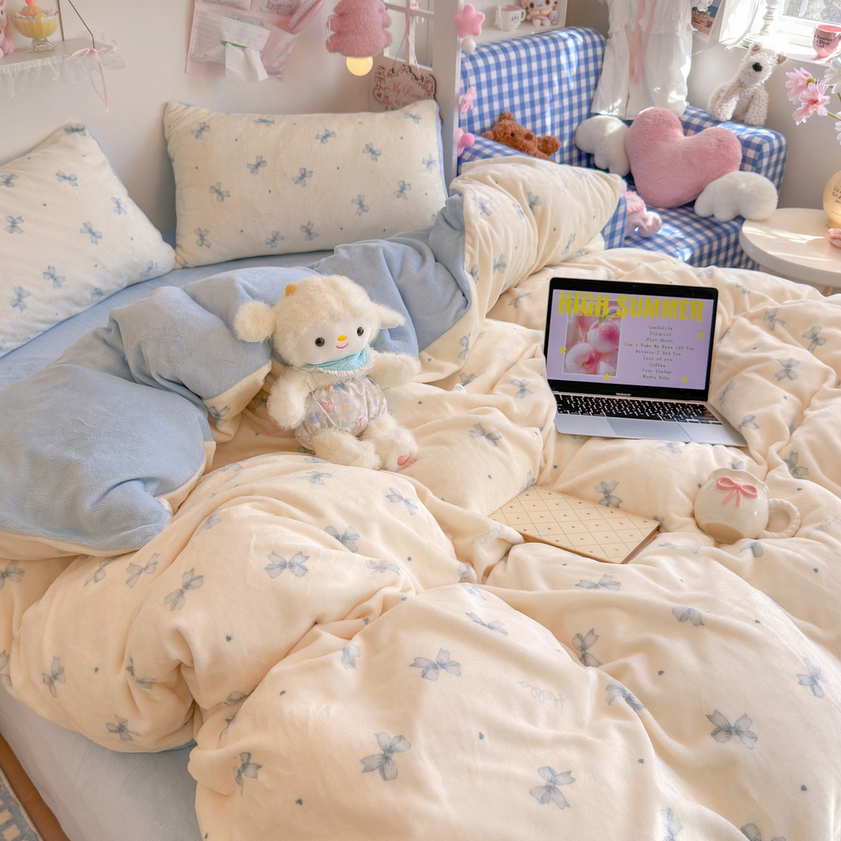 91家纺网 家纺一手货源 找家纺 初念 2025新款加厚高克重保暖可爱系牛奶绒床品套件系列（小红书推荐）（提供买家秀） 梦幻