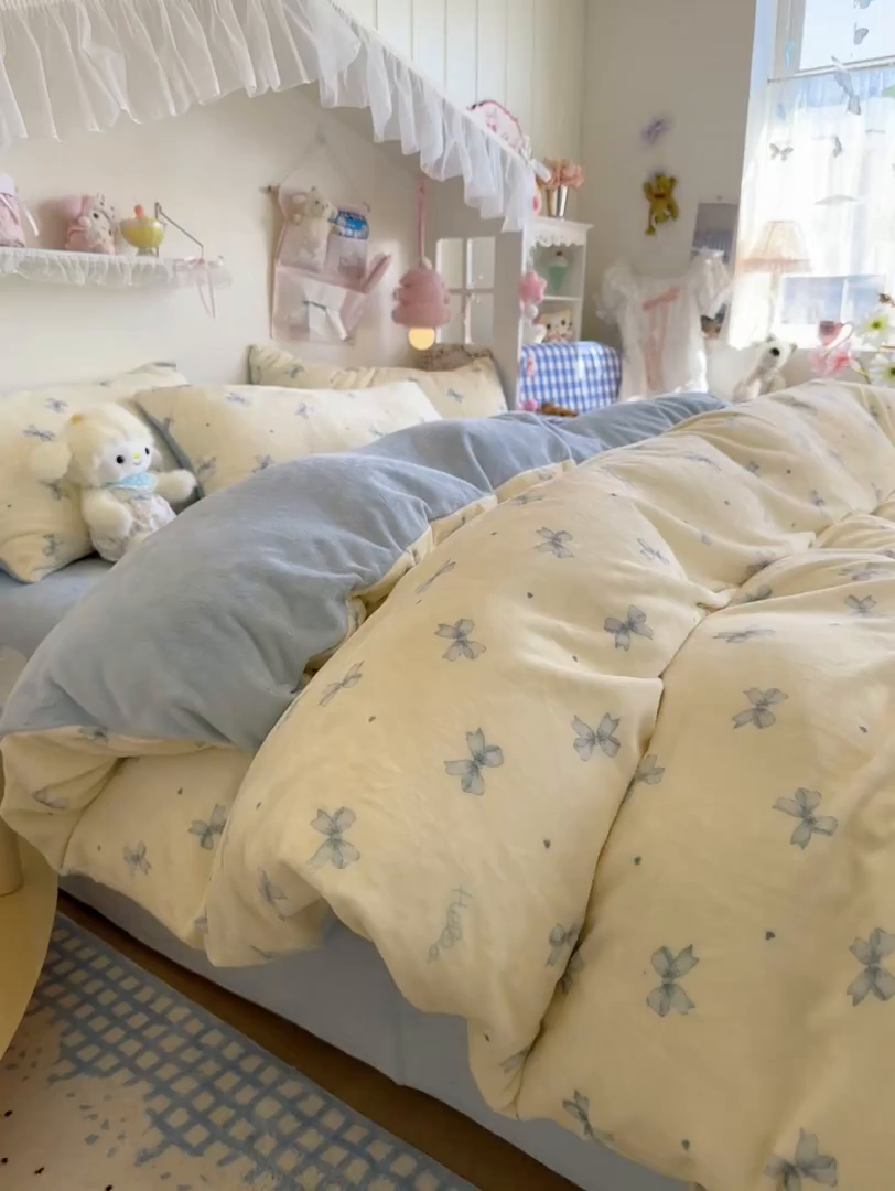 91家纺网 家纺一手货源 找家纺 初念 2025新款加厚高克重保暖可爱系牛奶绒床品套件系列（小红书推荐）（提供买家秀） 梦幻