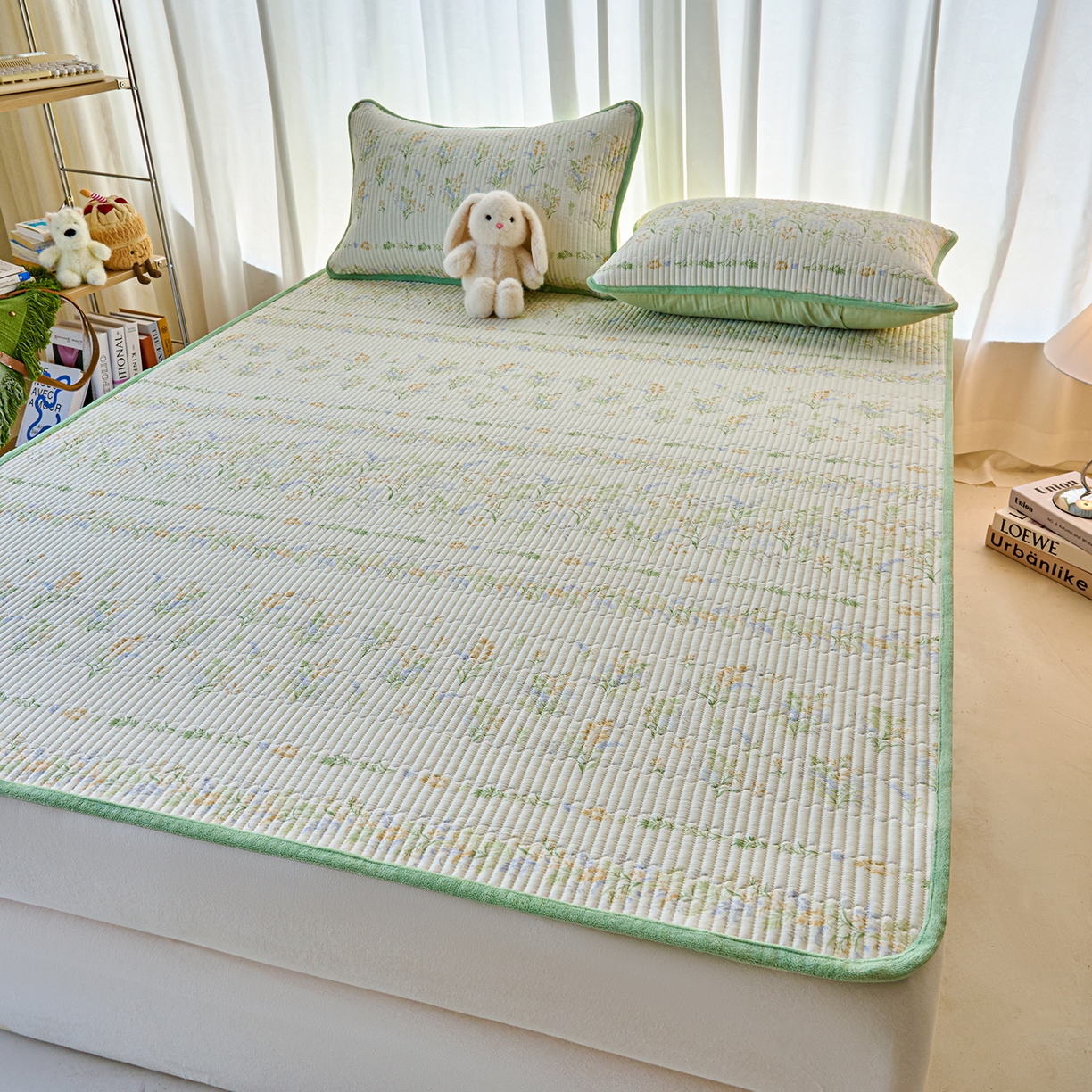 91家纺网 家纺一手货源 找家纺 X猫先生 2025新款棉加绒床垫一面全棉一面牛奶绒床褥垫软床垫床盖四季通用 丛草集(A棉B绒）