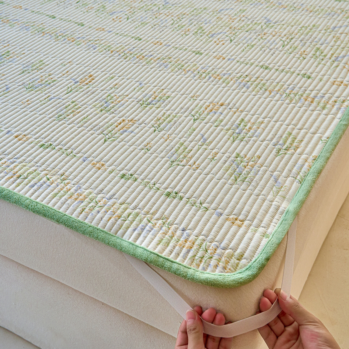 91家纺网 家纺一手货源 找家纺 X猫先生 2025新款棉加绒床垫一面全棉一面牛奶绒床褥垫软床垫床盖四季通用 丛草集(A棉B绒）