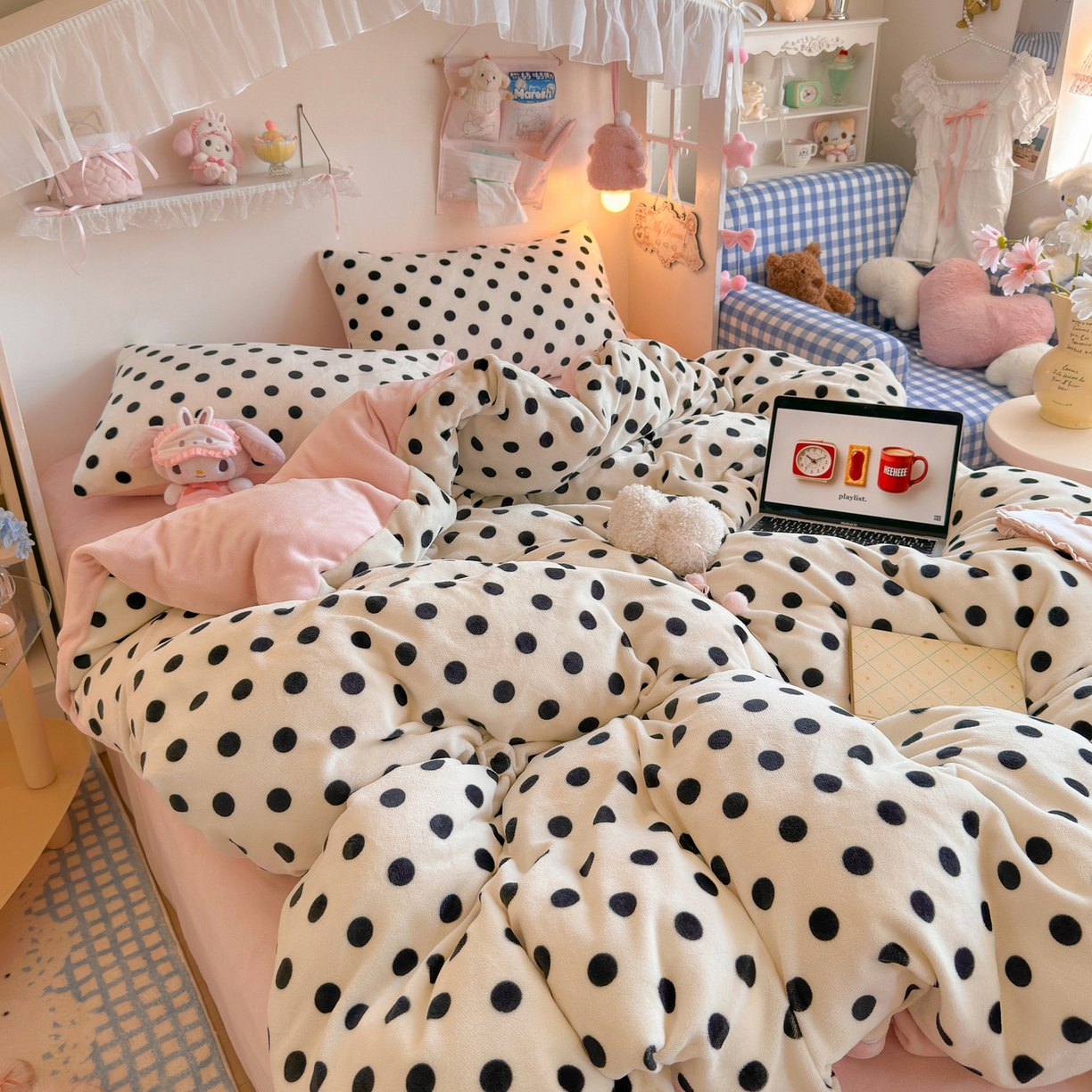 91家纺网 家纺一手货源 找家纺 初念 2025新款加厚高克重保暖可爱系牛奶绒床品套件系列（小红书推荐）（提供买家秀） 米珍珠