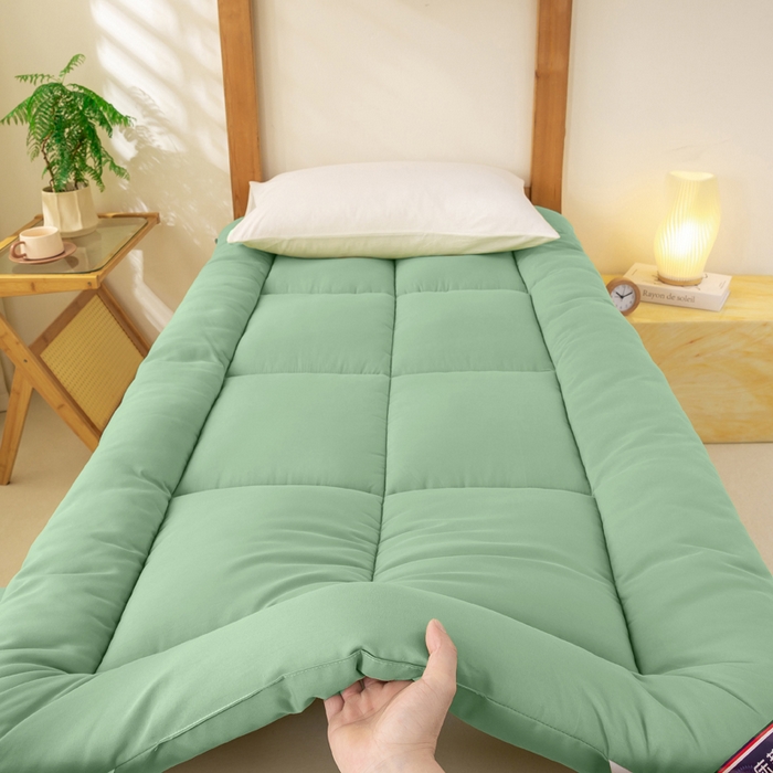 91家纺网 家纺一手货源 找家纺 憨豆家纺 2026新款酒店羽丝绒床垫学生宿舍单人床褥超厚榻榻米垫子不塌陷被褥可折叠（含买家秀） 绿树成荫