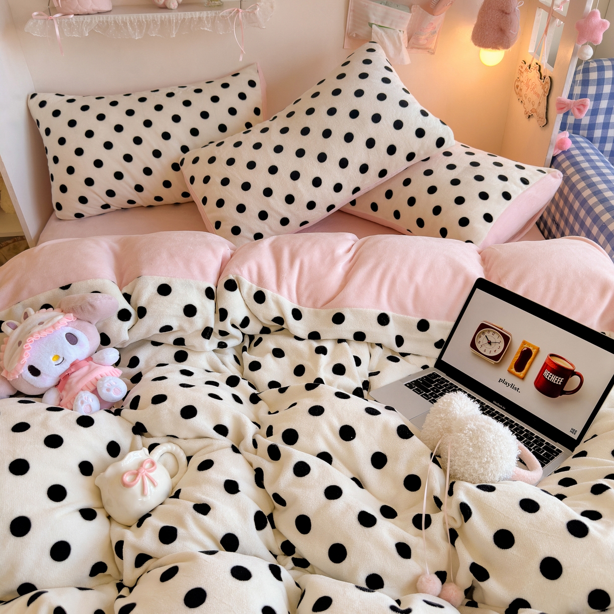 91家纺网 家纺一手货源 找家纺 初念 2025新款加厚高克重保暖可爱系牛奶绒床品套件系列（小红书推荐）（提供买家秀） 米珍珠