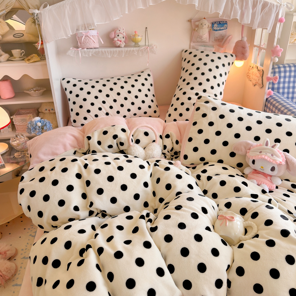 91家纺网 家纺一手货源 找家纺 初念 2025新款加厚高克重保暖可爱系牛奶绒床品套件系列（小红书推荐）（提供买家秀） 米珍珠