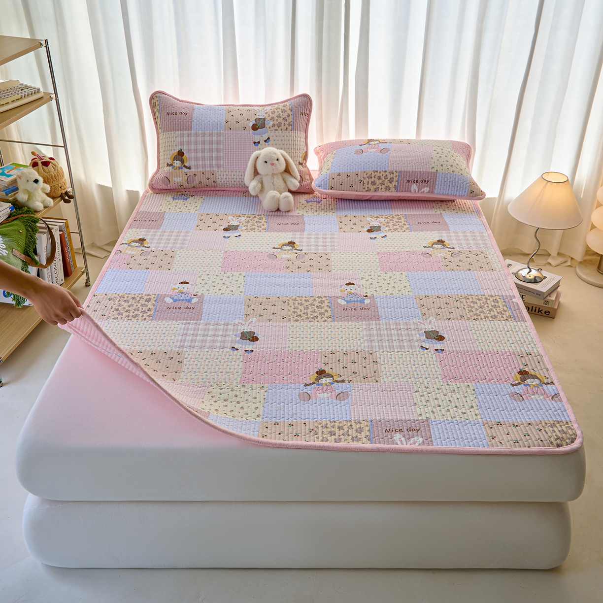 91家纺网 家纺一手货源 找家纺 X猫先生 2025新款棉加绒床垫一面全棉一面牛奶绒床褥垫软床垫床盖四季通用 丹麦少女（A棉B绒）