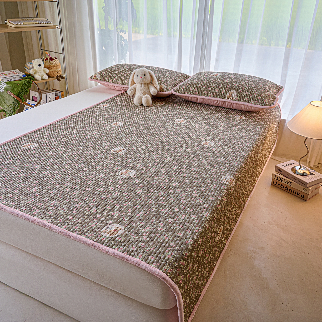 91家纺网 家纺一手货源 找家纺 X猫先生 2025新款棉加绒床垫一面全棉一面牛奶绒床褥垫软床垫床盖四季通用 繁花小熊（A棉B绒）