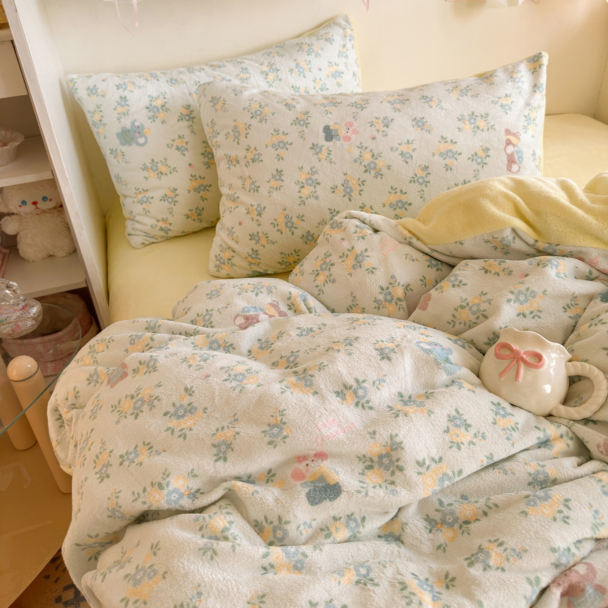 91家纺网 家纺一手货源 找家纺 初念 2025新款加厚高克重保暖可爱系牛奶绒床品套件系列（小红书推荐）（提供买家秀） 茉莉小象