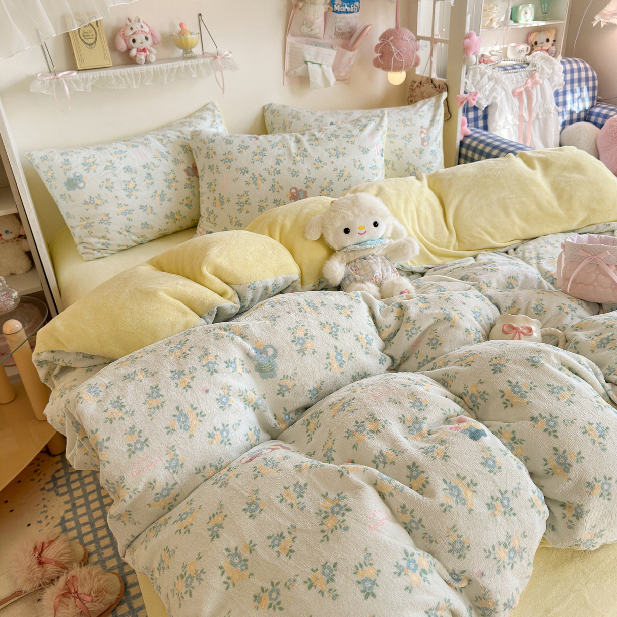 91家纺网 家纺一手货源 找家纺 初念 2025新款加厚高克重保暖可爱系牛奶绒床品套件系列（小红书推荐）（提供买家秀） 茉莉小象