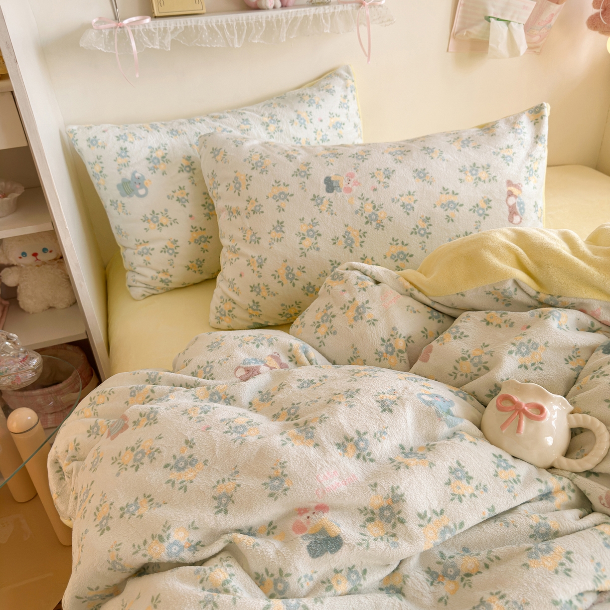 91家纺网 家纺一手货源 找家纺 初念 2025新款加厚高克重保暖可爱系牛奶绒床品套件系列（小红书推荐）（提供买家秀） 茉莉小象