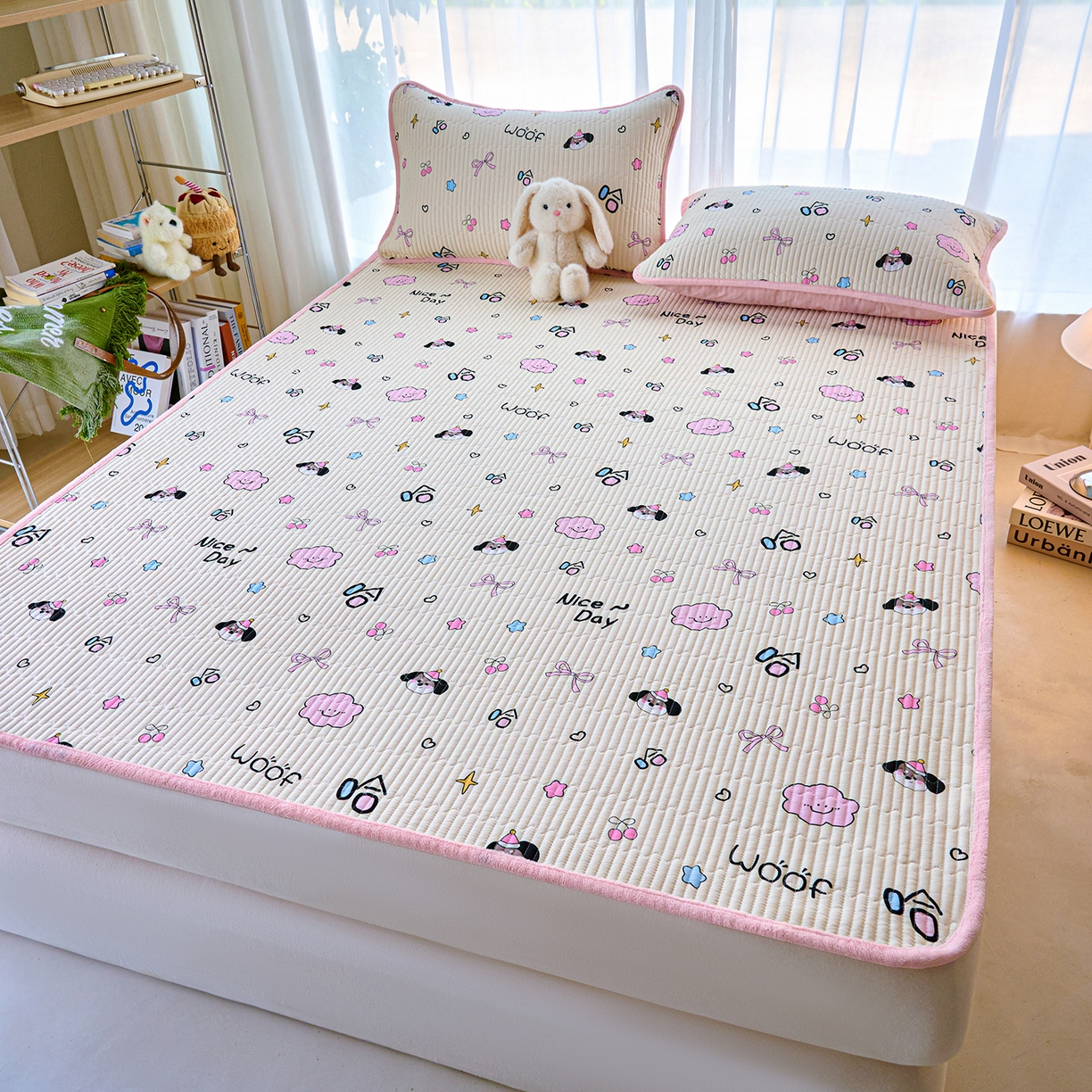 91家纺网 家纺一手货源 找家纺 X猫先生 2025新款棉加绒床垫一面全棉一面牛奶绒床褥垫软床垫床盖四季通用 哈哈狗(A棉B绒）