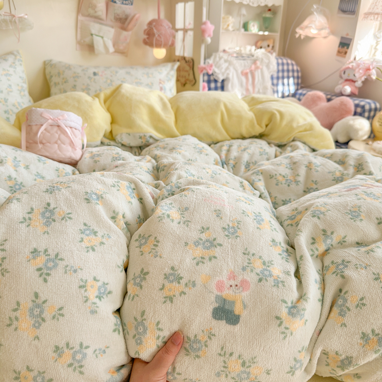 91家纺网 家纺一手货源 找家纺 初念 2025新款加厚高克重保暖可爱系牛奶绒床品套件系列（小红书推荐）（提供买家秀） 茉莉小象