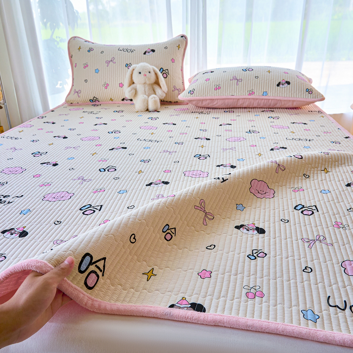 91家纺网 家纺一手货源 找家纺 X猫先生 2025新款棉加绒床垫一面全棉一面牛奶绒床褥垫软床垫床盖四季通用 哈哈狗(A棉B绒）