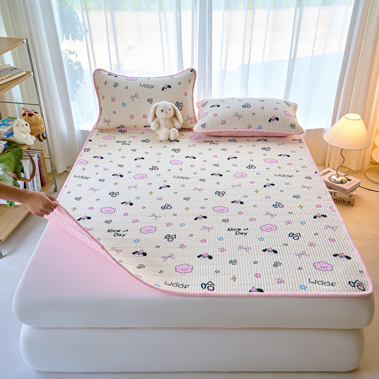 91家纺网 家纺一手货源 找家纺 X猫先生 2025新款棉加绒床垫一面全棉一面牛奶绒床褥垫软床垫床盖四季通用 哈哈狗(A棉B绒）