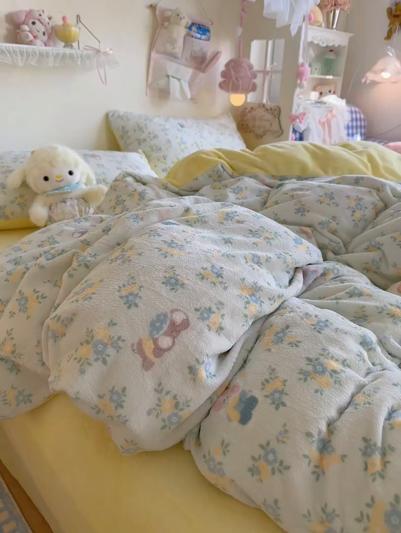91家纺网 家纺一手货源 找家纺 初念 2025新款加厚高克重保暖可爱系牛奶绒床品套件系列（小红书推荐）（提供买家秀） 茉莉小象