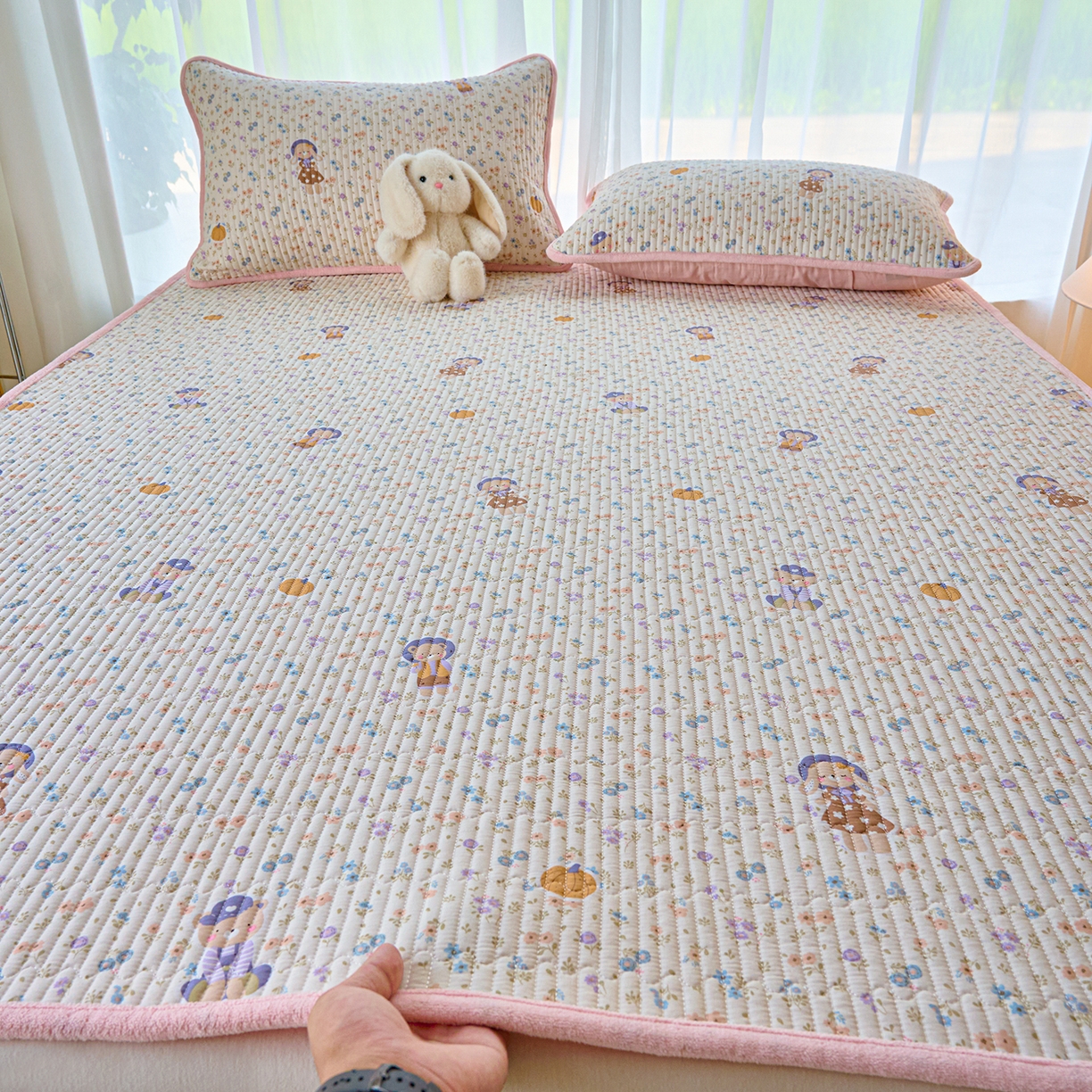 X猫先生 2025新款棉加绒床垫一面全棉一面牛奶绒床褥垫软床垫床盖四季通用 花田囡囡（A棉B绒）