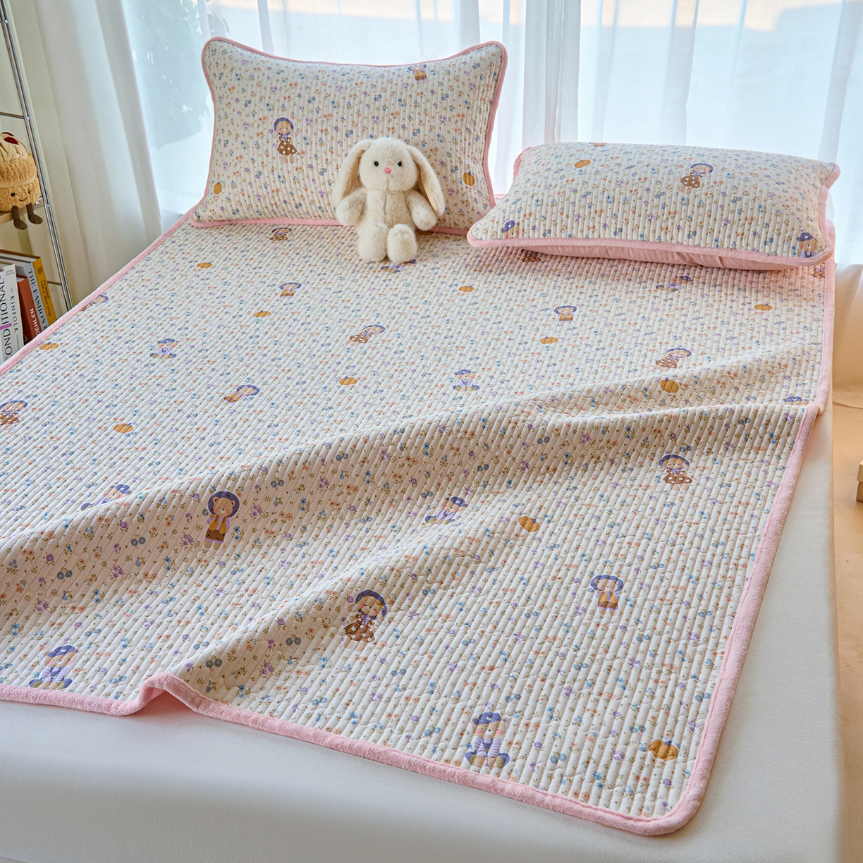 91家纺网 家纺一手货源 找家纺 X猫先生 2025新款棉加绒床垫一面全棉一面牛奶绒床褥垫软床垫床盖四季通用 花田囡囡（A棉B绒）