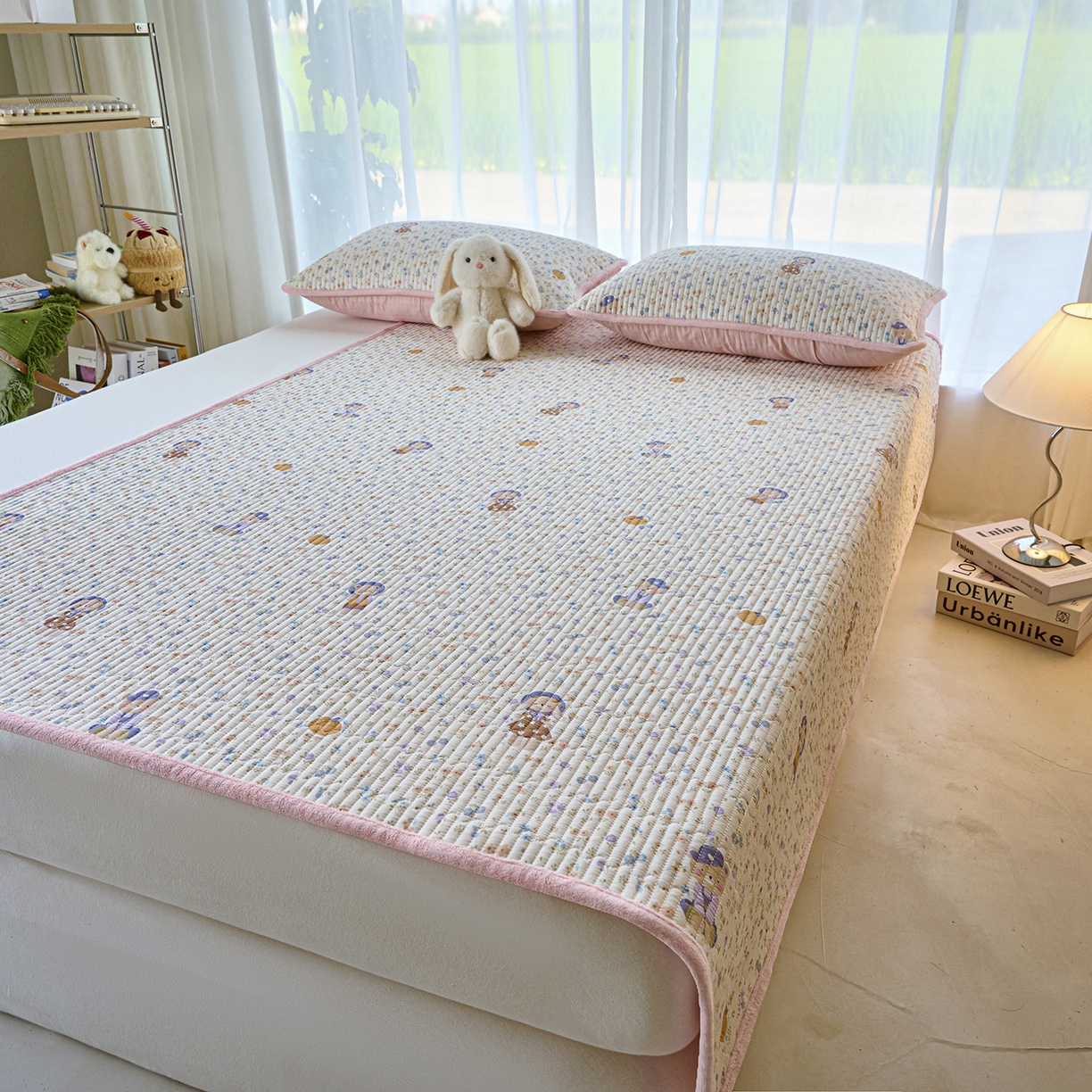 91家纺网 家纺一手货源 找家纺 X猫先生 2025新款棉加绒床垫一面全棉一面牛奶绒床褥垫软床垫床盖四季通用 花田囡囡（A棉B绒）