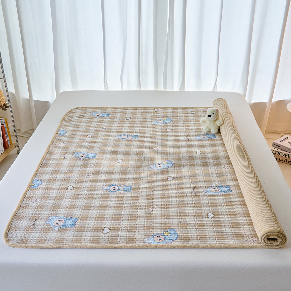 91家纺网 家纺一手货源 找家纺 X猫先生 2025新款棉加绒床垫一面全棉一面牛奶绒床褥垫软床垫床盖四季通用 拉布兔兔（A棉B绒）