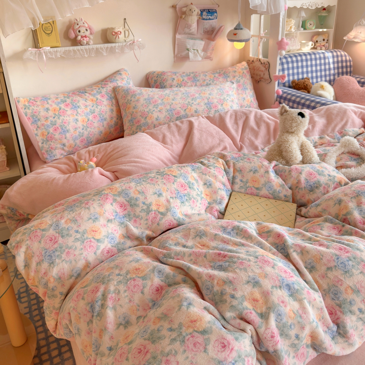 91家纺网 家纺一手货源 找家纺 初念 2025新款加厚高克重保暖可爱系牛奶绒床品套件系列（小红书推荐）（提供买家秀） 蔷薇语
