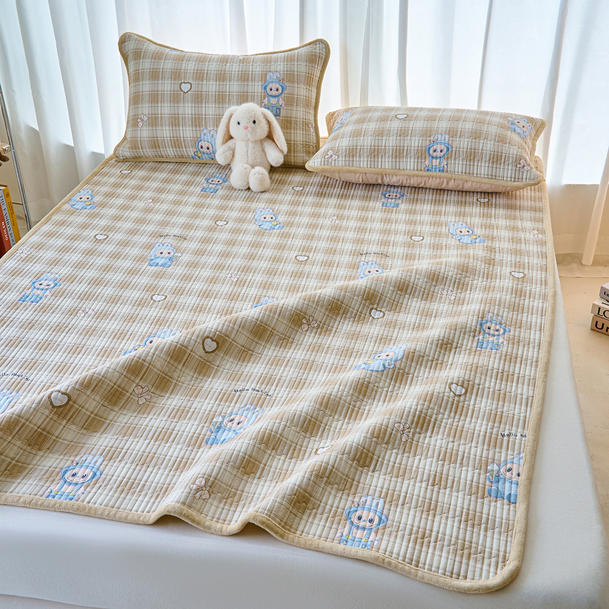 91家纺网 家纺一手货源 找家纺 X猫先生 2025新款棉加绒床垫一面全棉一面牛奶绒床褥垫软床垫床盖四季通用 拉布兔兔（A棉B绒）