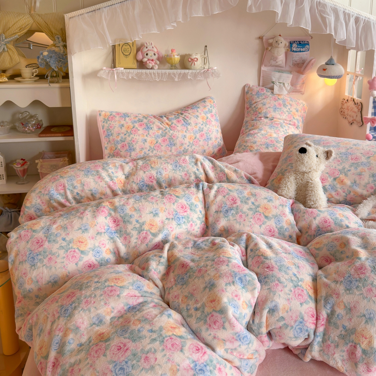 91家纺网 家纺一手货源 找家纺 初念 2025新款加厚高克重保暖可爱系牛奶绒床品套件系列（小红书推荐）（提供买家秀） 蔷薇语