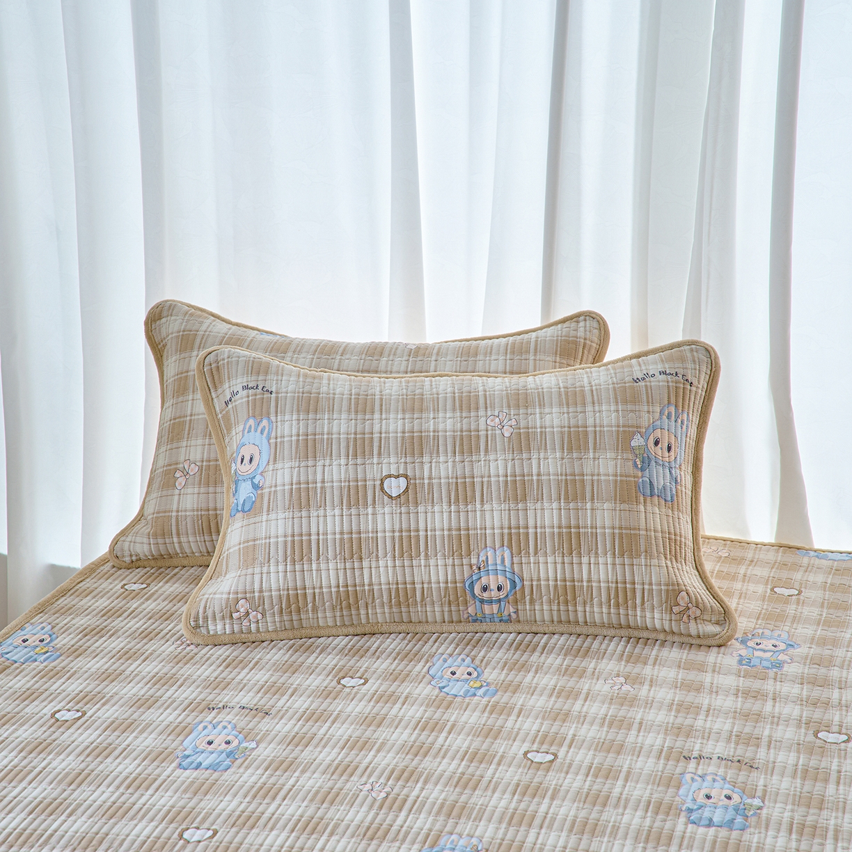 91家纺网 家纺一手货源 找家纺 X猫先生 2025新款棉加绒床垫一面全棉一面牛奶绒床褥垫软床垫床盖四季通用 拉布兔兔（A棉B绒）