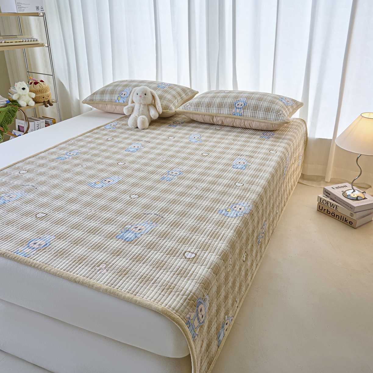 91家纺网 家纺一手货源 找家纺 X猫先生 2025新款棉加绒床垫一面全棉一面牛奶绒床褥垫软床垫床盖四季通用 拉布兔兔（A棉B绒）