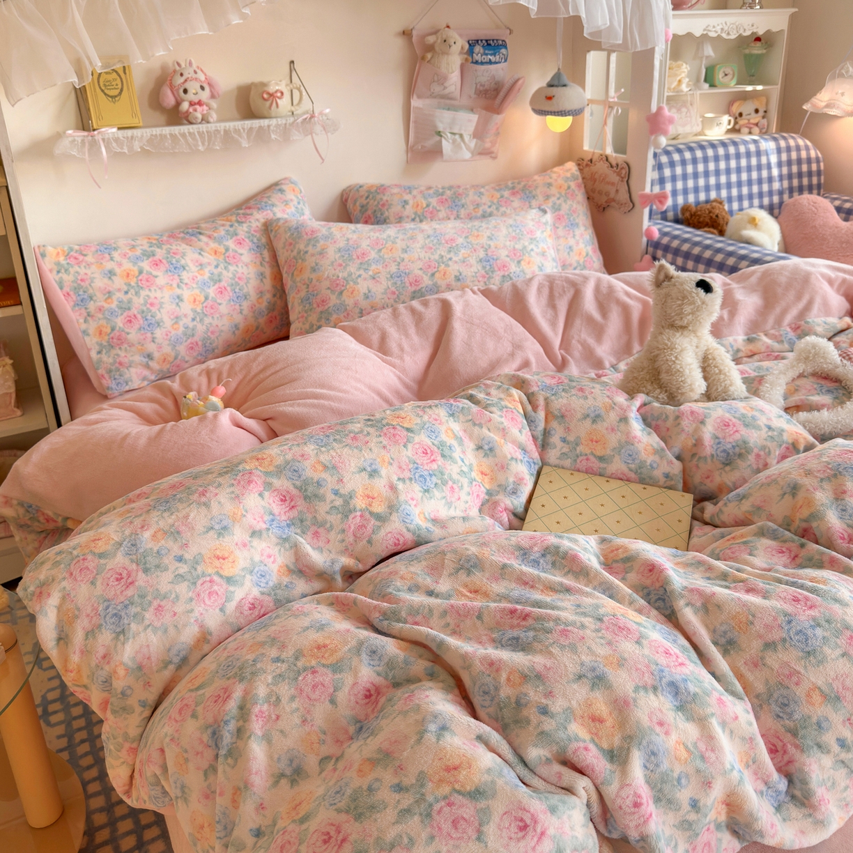 91家纺网 家纺一手货源 找家纺 初念 2025新款加厚高克重保暖可爱系牛奶绒床品套件系列（小红书推荐）（提供买家秀） 蔷薇语