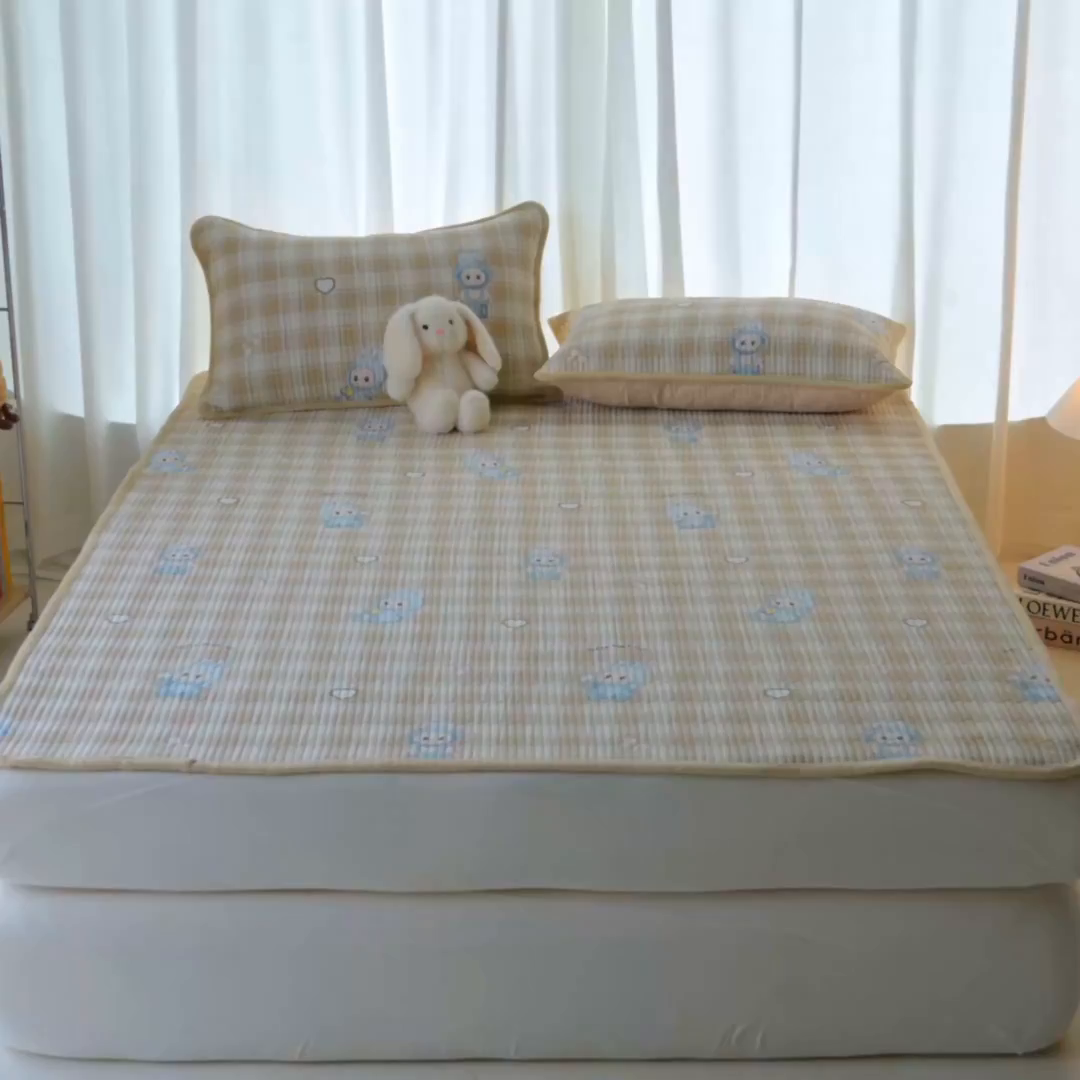 91家纺网 家纺一手货源 找家纺 X猫先生 2025新款棉加绒床垫一面全棉一面牛奶绒床褥垫软床垫床盖四季通用 拉布兔兔（A棉B绒）