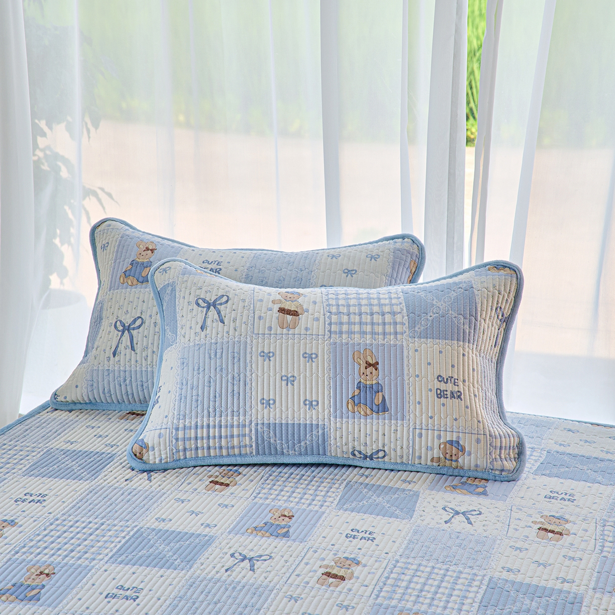 91家纺网 家纺一手货源 找家纺 X猫先生 2025新款棉加绒床垫一面全棉一面牛奶绒床褥垫软床垫床盖四季通用 蓝格童话（A棉B绒）