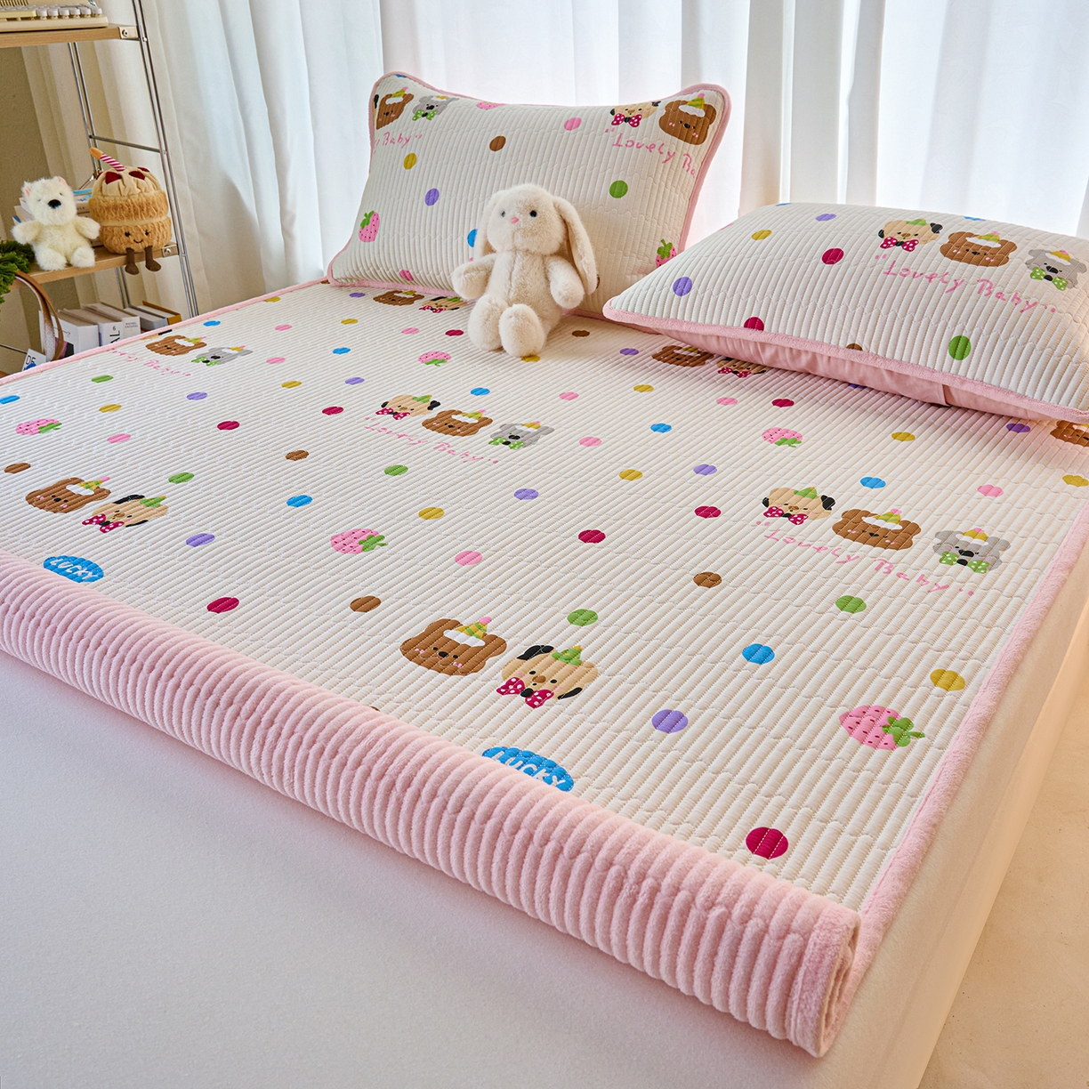 91家纺网 家纺一手货源 找家纺 X猫先生 2025新款棉加绒床垫一面全棉一面牛奶绒床褥垫软床垫床盖四季通用 冒险家（A棉B绒）