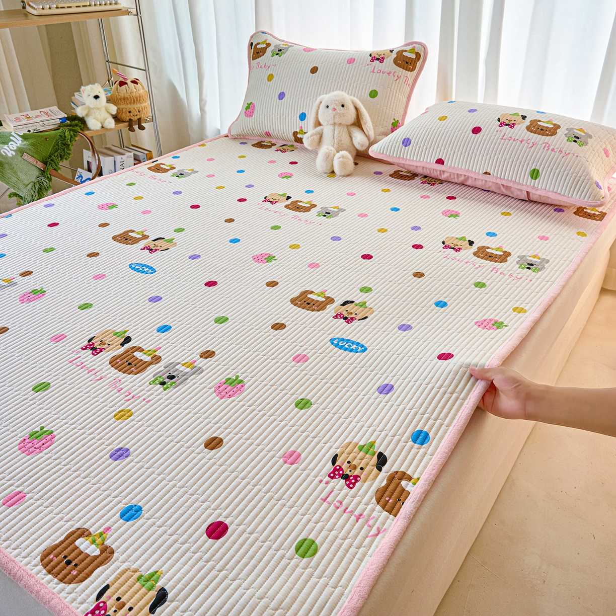 91家纺网 家纺一手货源 找家纺 X猫先生 2025新款棉加绒床垫一面全棉一面牛奶绒床褥垫软床垫床盖四季通用 冒险家（A棉B绒）