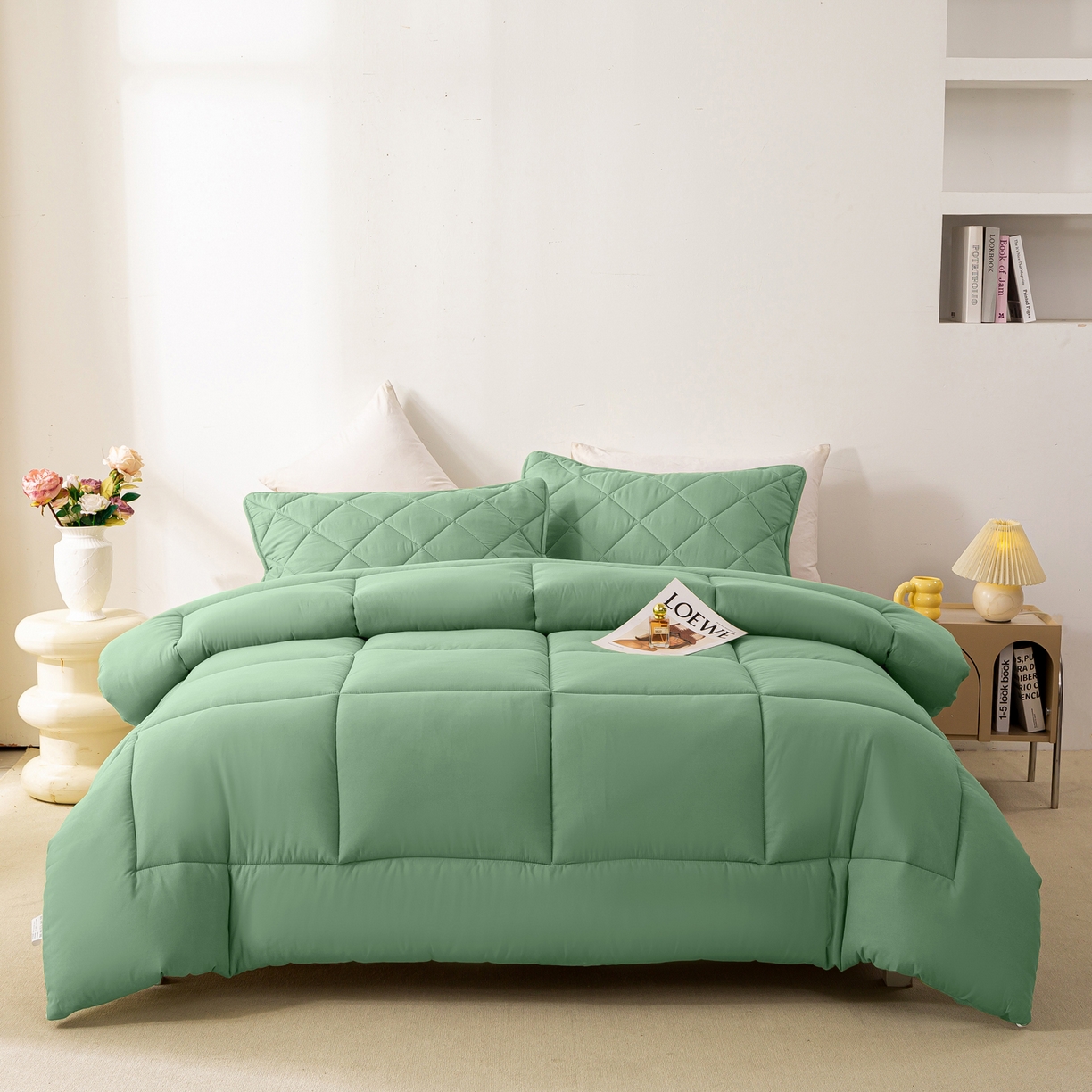 91家纺网 家纺一手货源 找家纺 憨豆家纺 2026新款磨毛四季被春秋被丝棉加厚冬被学生宿舍被子酒店宾馆跨境被芯 轻盈绿