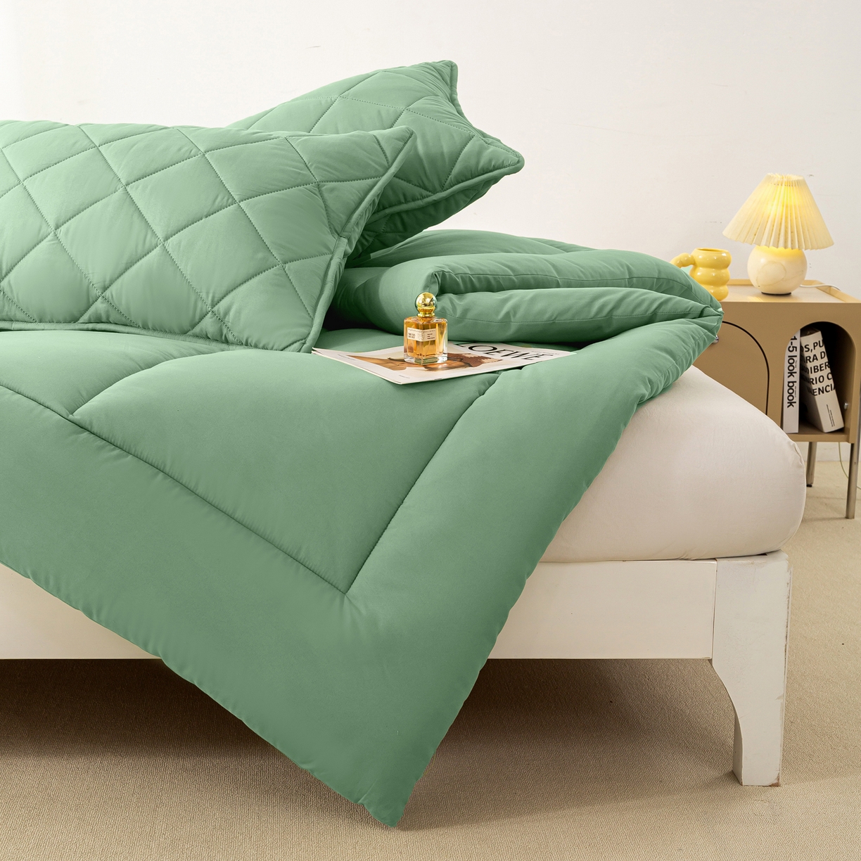 91家纺网 家纺一手货源 找家纺 憨豆家纺 2026新款磨毛四季被春秋被丝棉加厚冬被学生宿舍被子酒店宾馆跨境被芯 轻盈绿