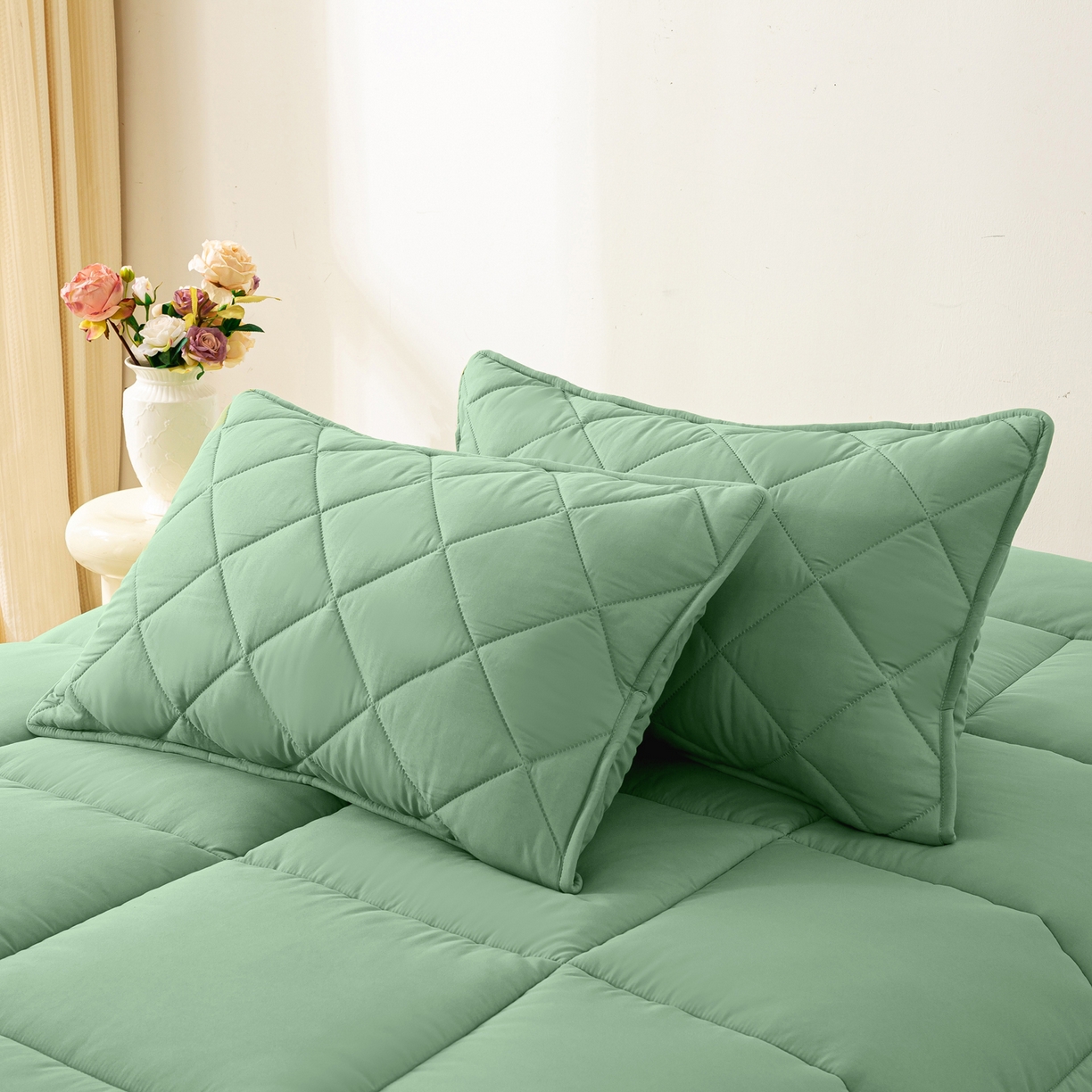 91家纺网 家纺一手货源 找家纺 憨豆家纺 2026新款磨毛四季被春秋被丝棉加厚冬被学生宿舍被子酒店宾馆跨境被芯 轻盈绿