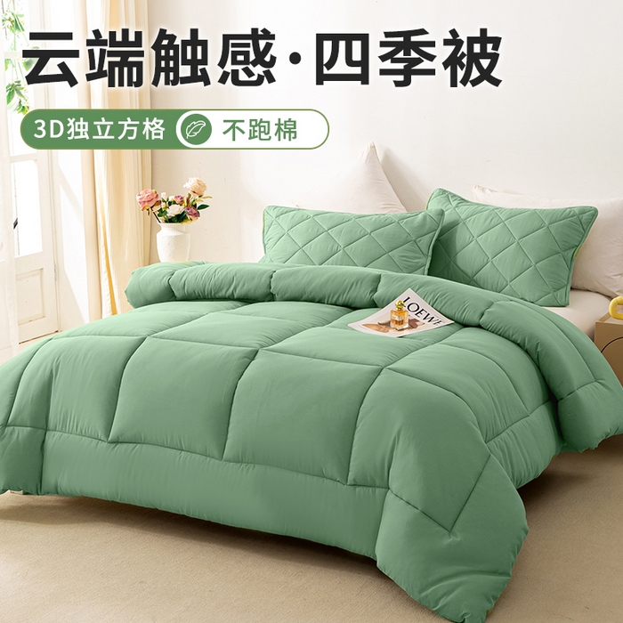 憨豆家纺 2026新款磨毛四季被春秋被丝棉加厚冬被学生宿舍被子酒店宾馆跨境被芯 轻盈绿
