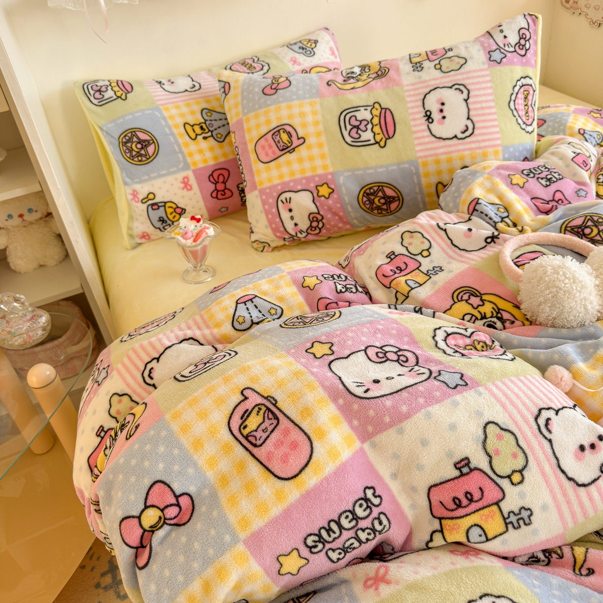 91家纺网 家纺一手货源 找家纺 初念 2025新款加厚高克重保暖可爱系牛奶绒床品套件系列（小红书推荐）（提供买家秀） 少女心