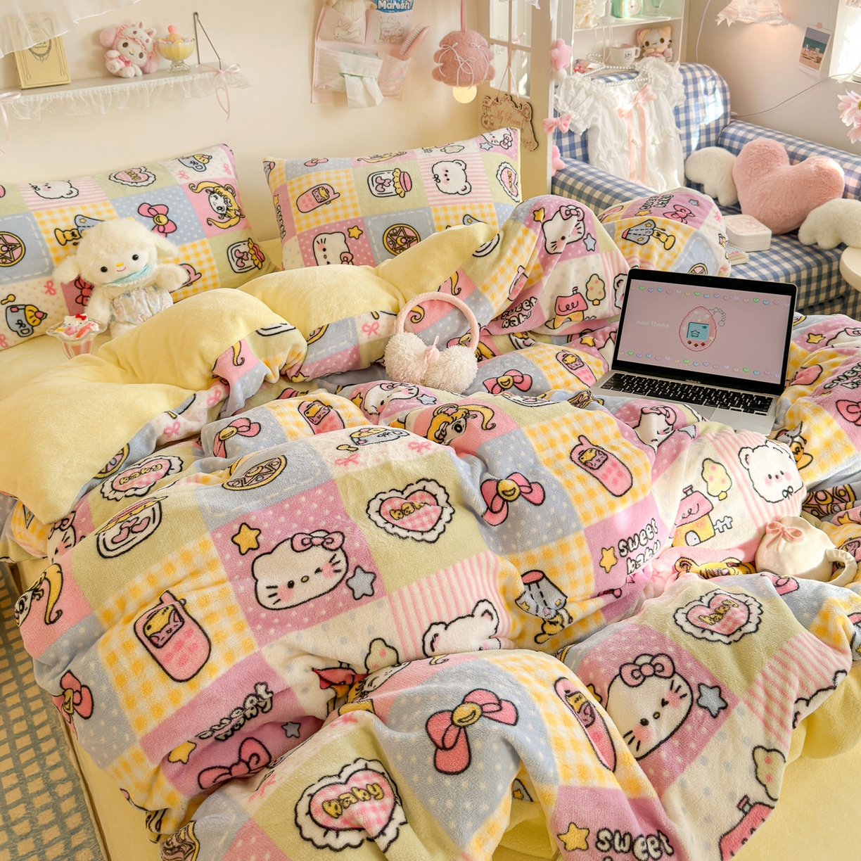 91家纺网 家纺一手货源 找家纺 初念 2025新款加厚高克重保暖可爱系牛奶绒床品套件系列（小红书推荐）（提供买家秀） 少女心