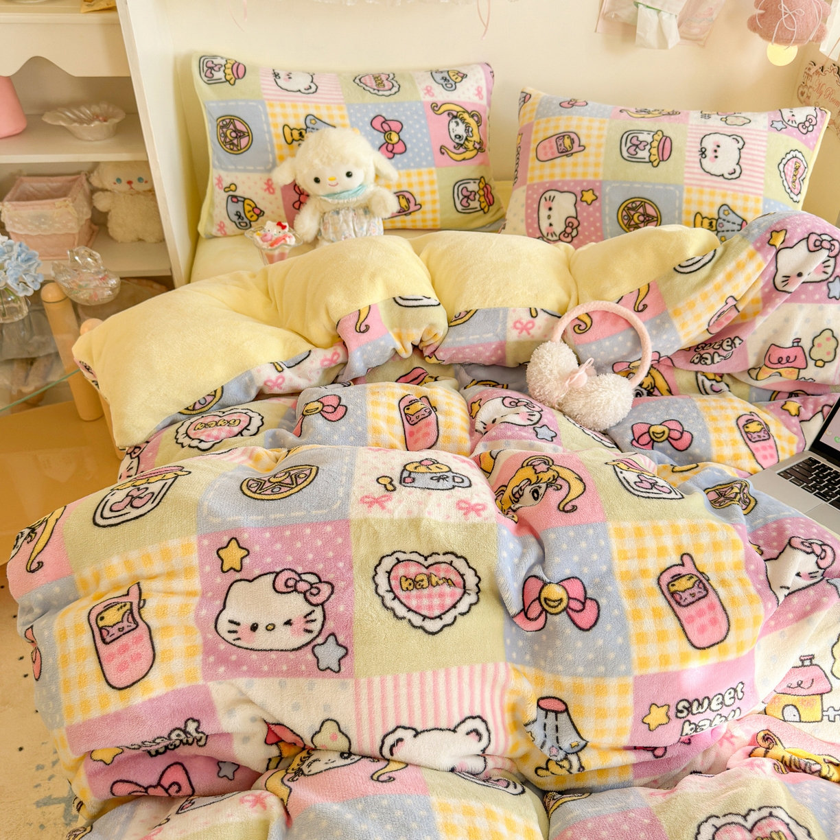 91家纺网 家纺一手货源 找家纺 初念 2025新款加厚高克重保暖可爱系牛奶绒床品套件系列（小红书推荐）（提供买家秀） 少女心