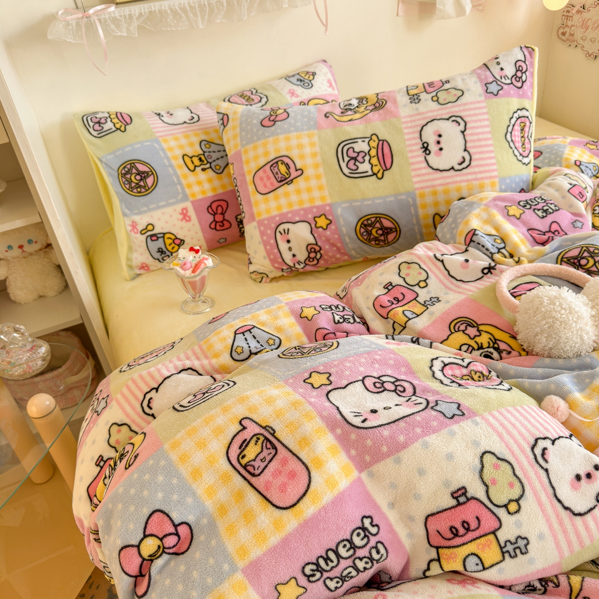 91家纺网 家纺一手货源 找家纺 初念 2025新款加厚高克重保暖可爱系牛奶绒床品套件系列（小红书推荐）（提供买家秀） 少女心